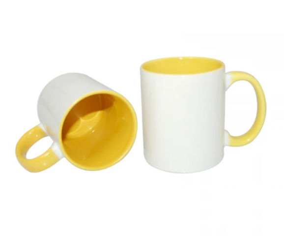 Drinkware | Ceramic Coffee Mug | White/Yellow