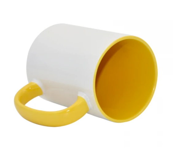 Drinkware | Ceramic Coffee Mug | White/Yellow