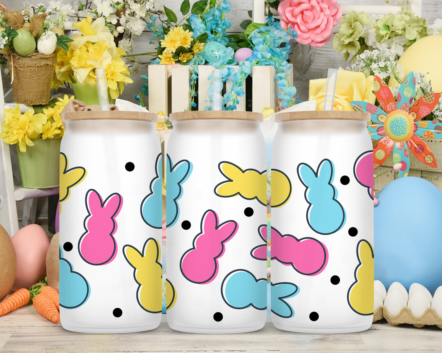 Drinkware | Easter Frosted Libby Glass | Colorful Peeps