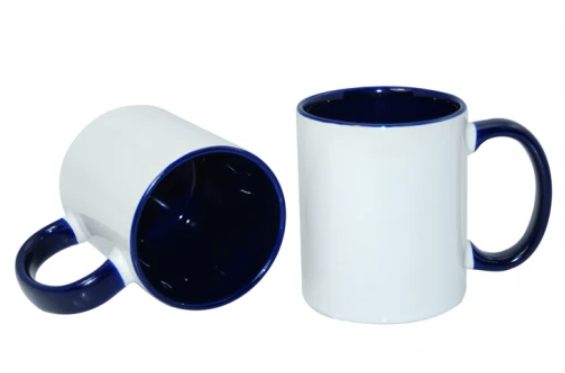 Taza de café de cerámica - Blanco/Azul