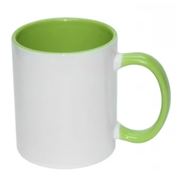 Taza de café de cerámica - Blanco/Verde claro