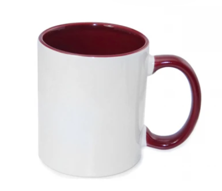 Ceramic Coffee Mug - White/Maroon