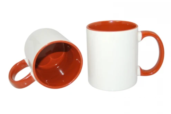 Drinkware | Ceramic Coffee Mug | White/Orange