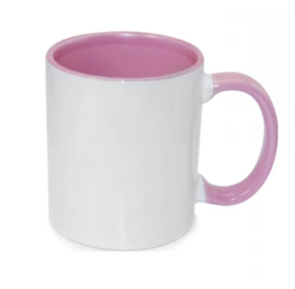 Taza de café de cerámica - Blanco/Rosa