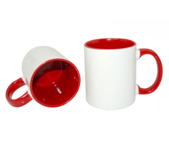 Taza de café de cerámica - Blanco/Rojo