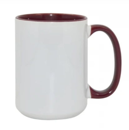 Ceramic Coffee Mug - White/Maroon