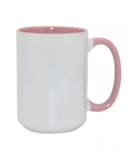 Taza de café de cerámica - Blanco/Rosa