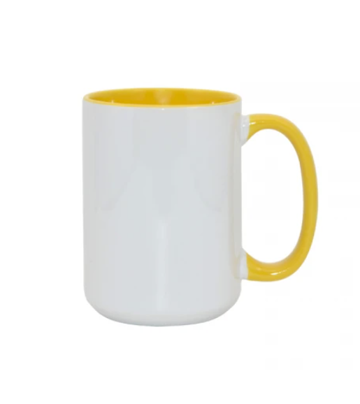 Taza de café de cerámica - Blanco/Amarillo