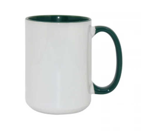 Taza de café de cerámica - Blanco/Verde