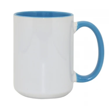 Taza de café de cerámica - Blanco/Azul claro