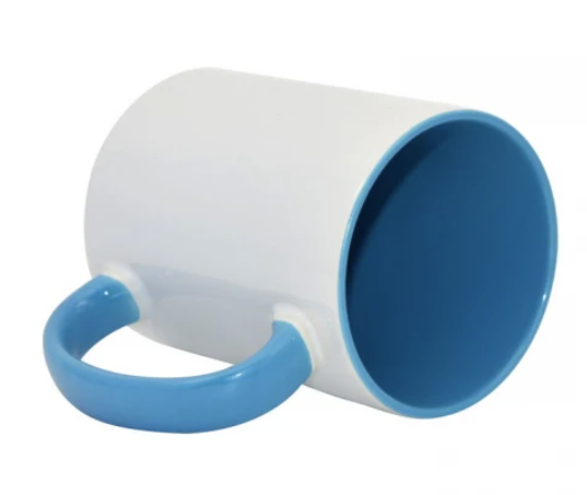 Ceramic Coffee Mug - White/Light Blue