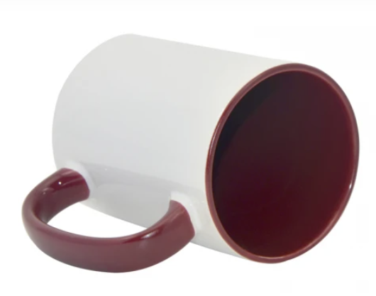 Ceramic Coffee Mug - White/Maroon