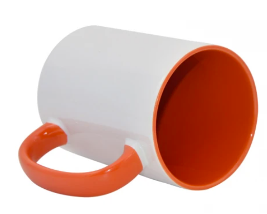 Drinkware | Ceramic Coffee Mug | White/Orange