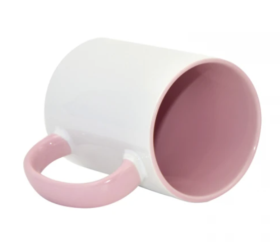 Taza de café de cerámica - Blanco/Rosa