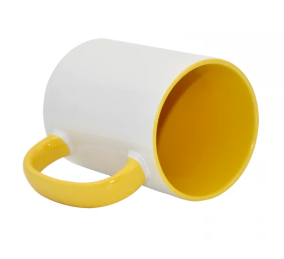 Ceramic Coffee Mug - White/Yellow