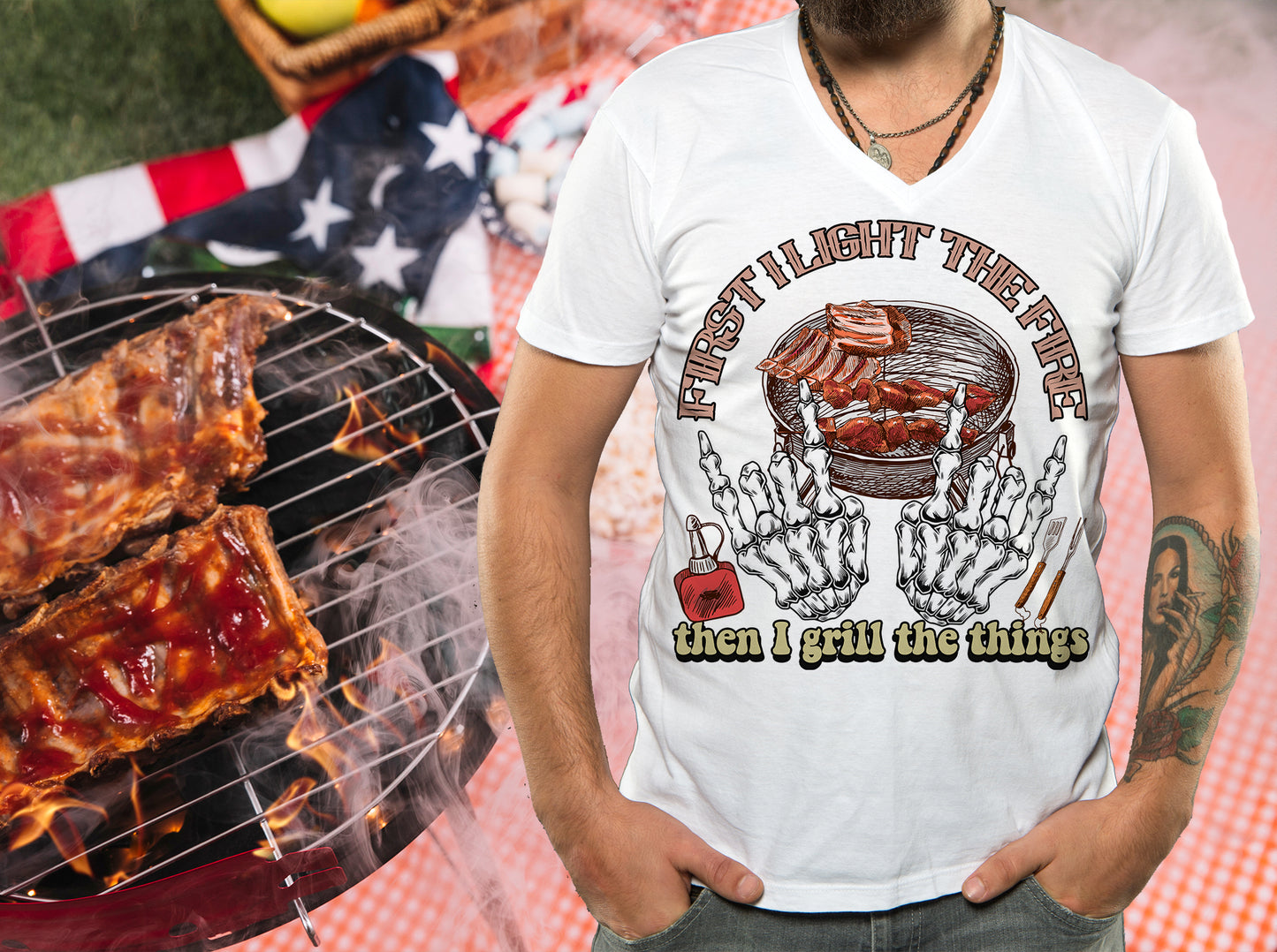 1st I Light The Fire, Then I Grill The Things T-Shirt