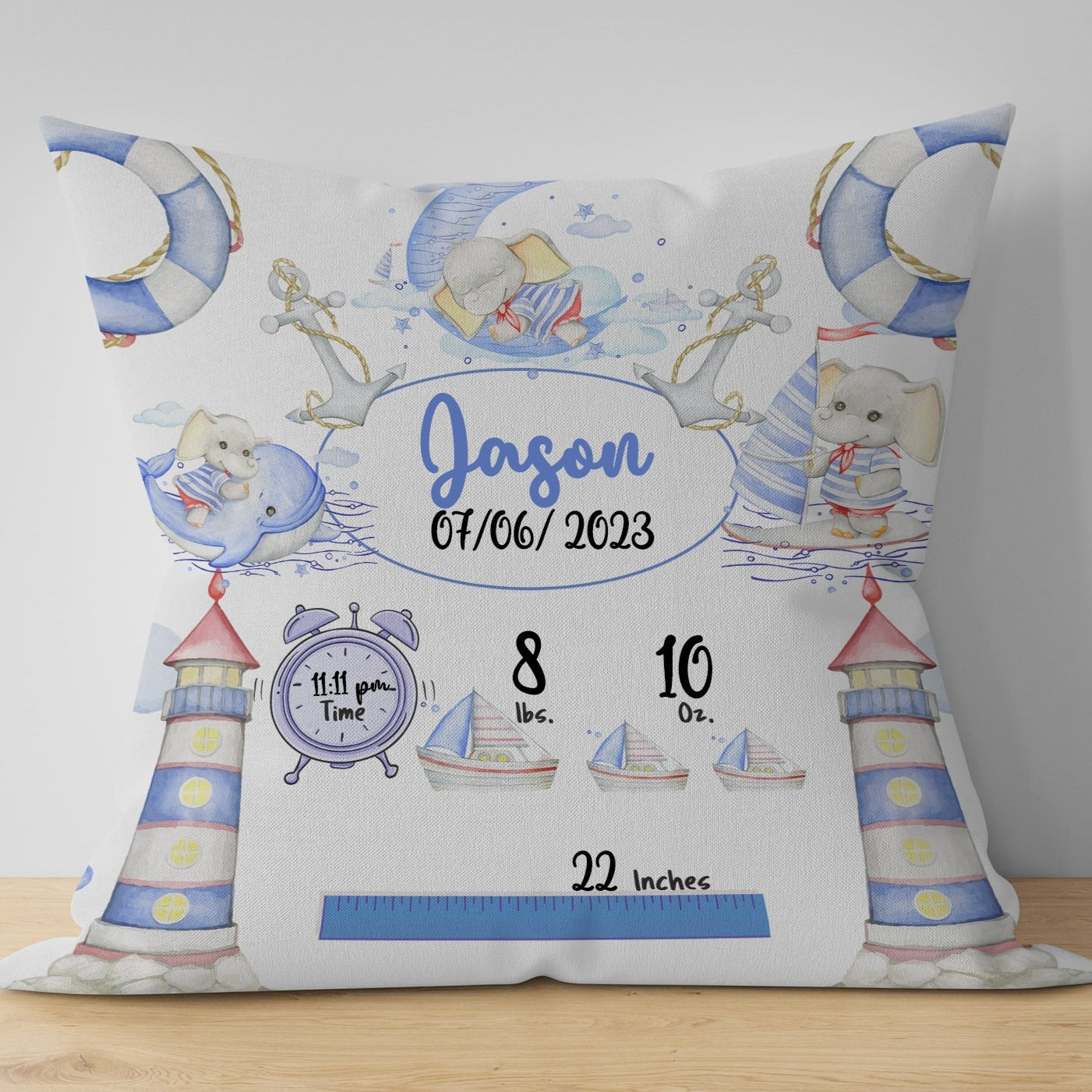 Baby Birth Details Pillow Cover