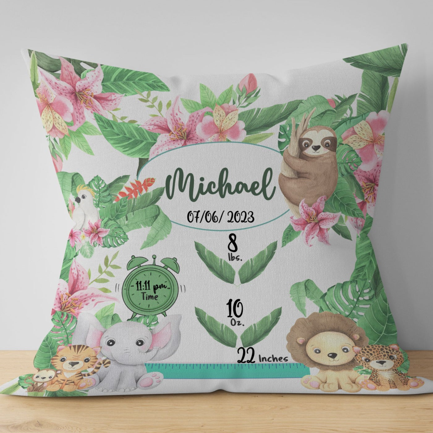 Baby Birth Details Pillow Cover