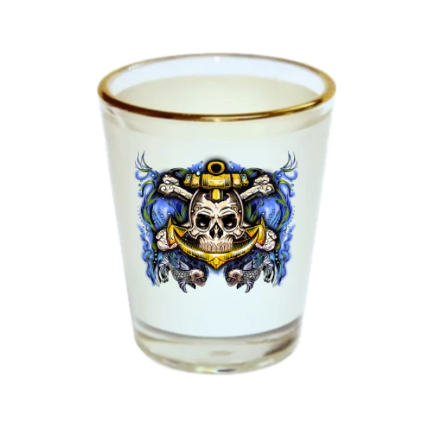 Vaso de chupito con borde dorado 1.5 oz