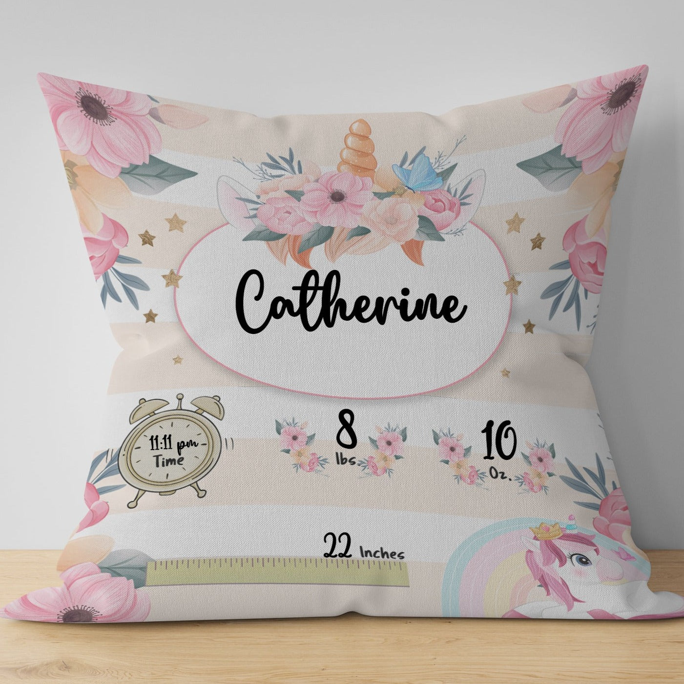 Baby Birth Details Pillow Cover