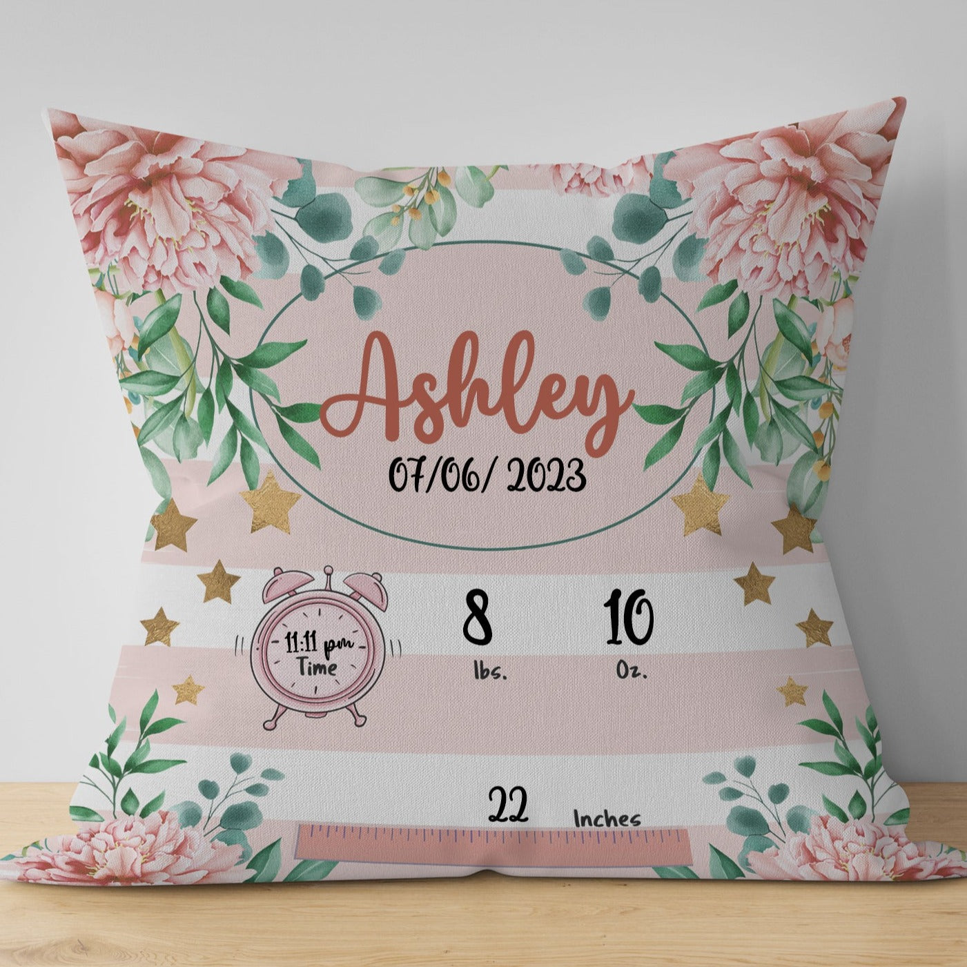 Baby Birth Details Pillow Cover