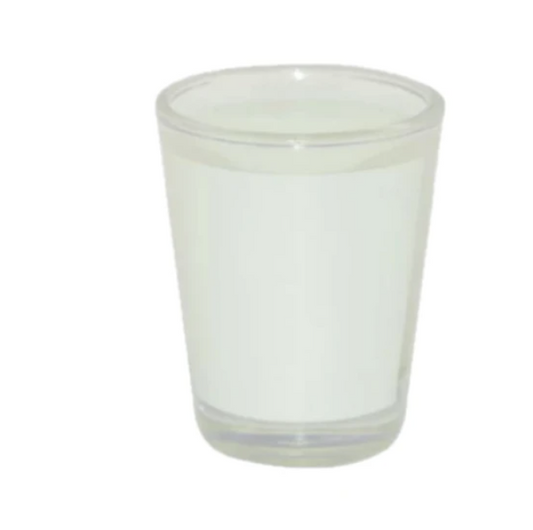 Vaso de chupito transparente con parche blanco 1.5 oz